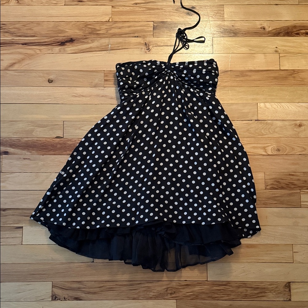 Alice and Olivia Black Polka Dot Halter Dress